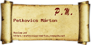 Petkovics Márton névjegykártya